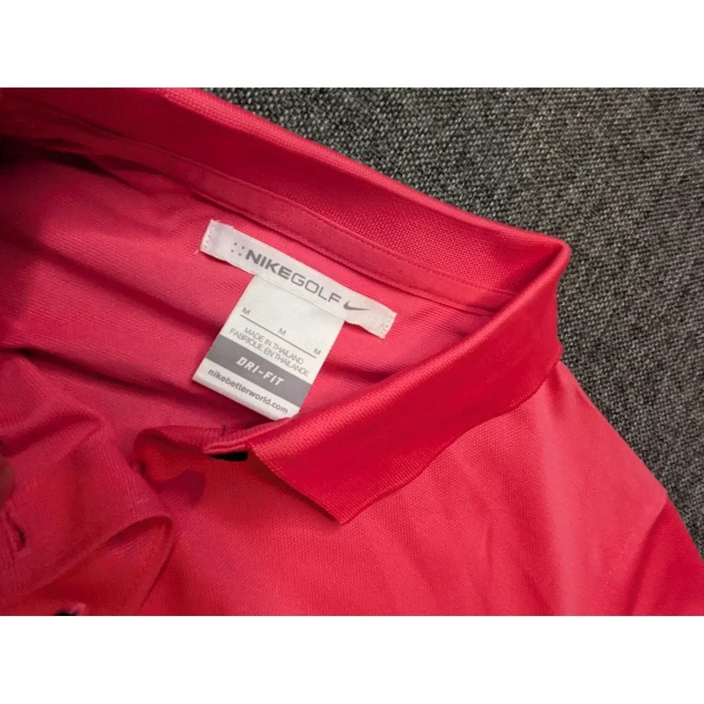 Nike Golf Women's Medium Dri Fit Pink Polo Shirt‎ Stretch Athletic Tennis